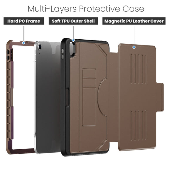 For iPad Air 11 2024 Notebook Magnetic Leather Tablet Case(Brown)