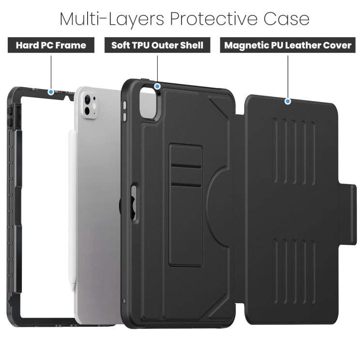 For iPad Pro 11 2024 Notebook Magnetic Leather Tablet Case(Black)