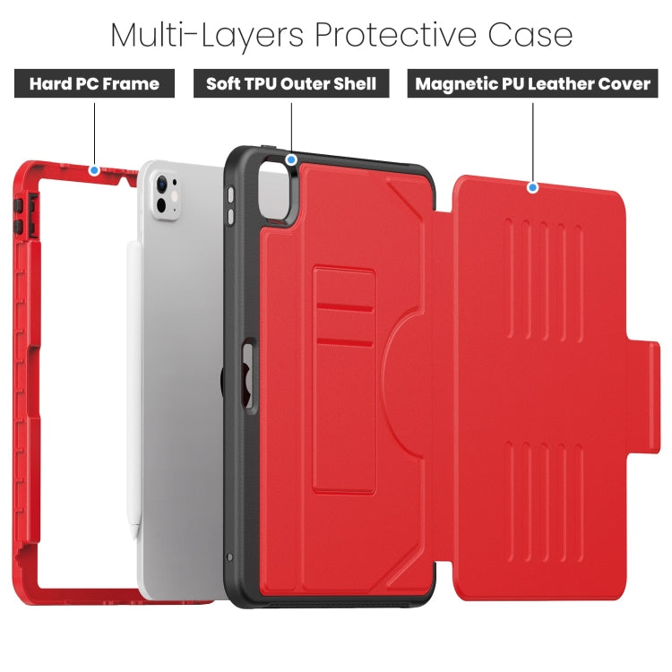 For iPad Pro 11 2024 Notebook Magnetic Leather Tablet Case(Red)