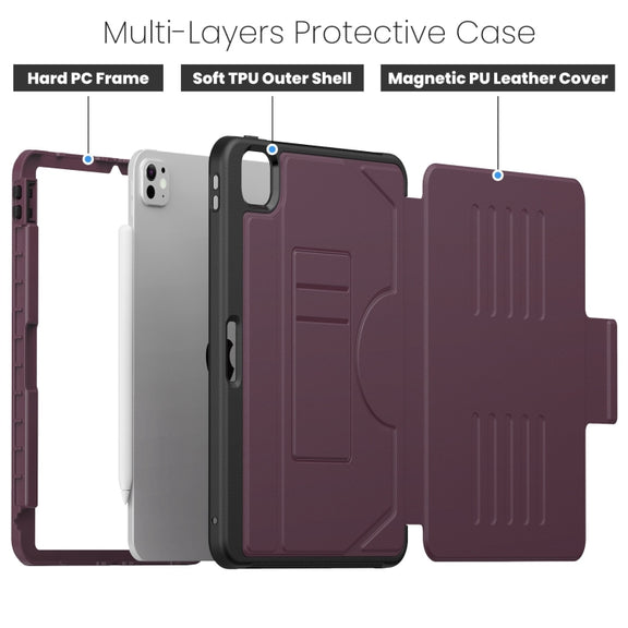 For iPad Pro 11 2024 Notebook Magnetic Leather Tablet Case(Purple)