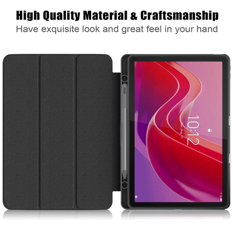 For Lenovo Tab M11 / Xiaoxin Pad 2024 Acrylic 3-Fold Solid Color Smart Leather Tablet Case(Black)