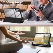 For Lenovo Tab M11 / Xiaoxin Pad 2024 Acrylic 3-Fold Solid Color Smart Leather Tablet Case(Black)