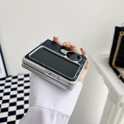 For OPPO Find N2 Flip Pearlescent Paint Diamond Shaped Checkered Leather Phone Case(Purple)