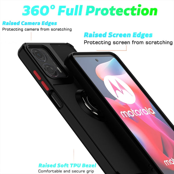 For Motorola Moto G24 / G04 Q Shadow 1 Series TPU + PC Phone Case with Ring(Black+Black)