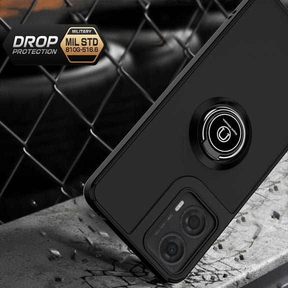 For Motorola Moto G24 / G04 Q Shadow 1 Series TPU + PC Phone Case with Ring(Black+Black)