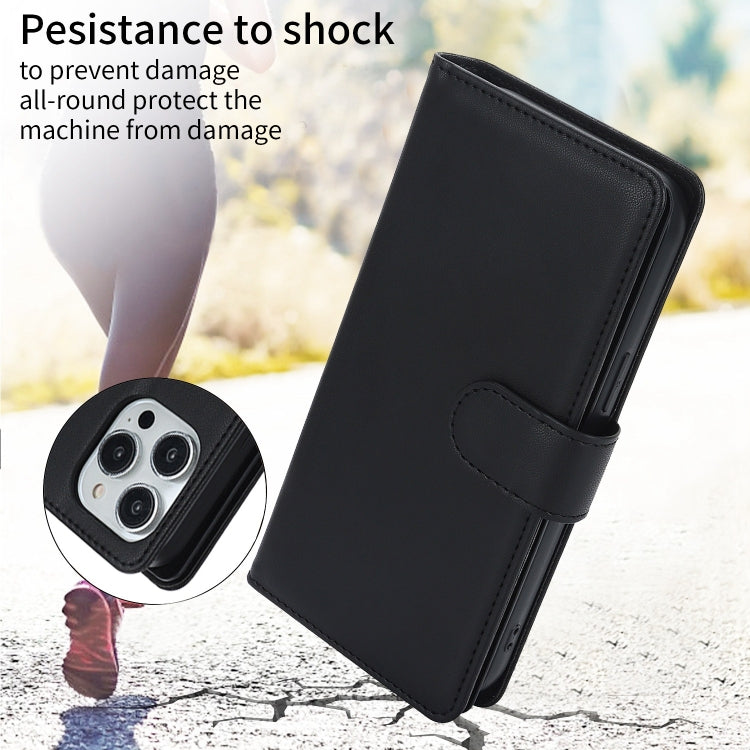 For iPhone 15 Pro Max Multi-Card Wallet RFID Leather Phone Case(Black)