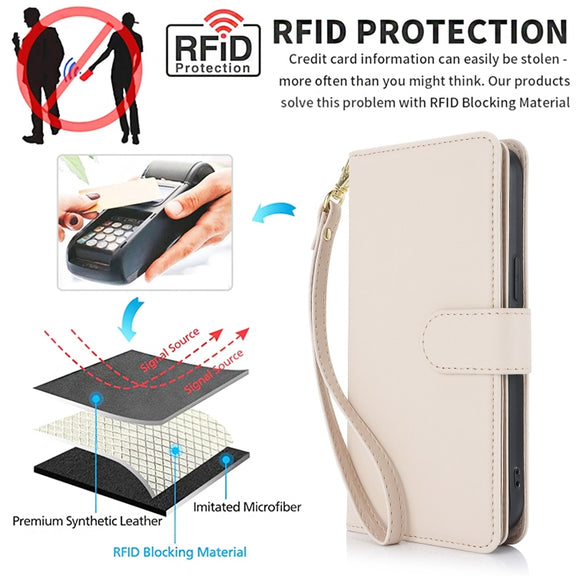 For Samsung Galaxy S24+ / S25+ 5G Multi-Card Wallet RFID Leather Phone Case(Apricot)