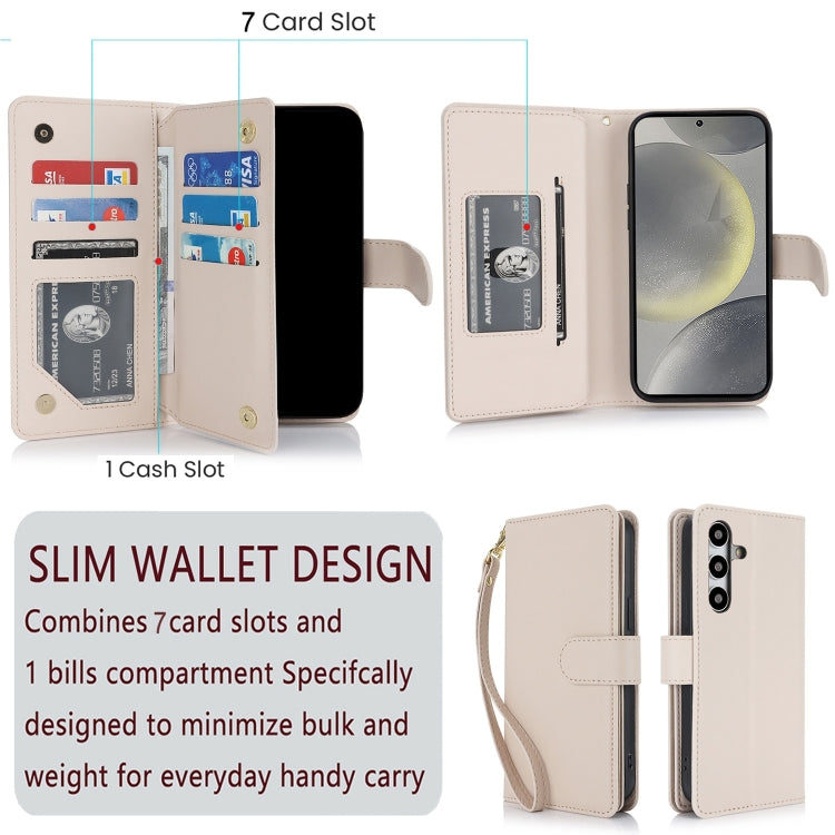 For Samsung Galaxy S24+ / S25+ 5G Multi-Card Wallet RFID Leather Phone Case(Apricot)