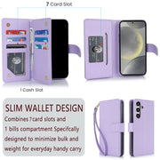 For Samsung Galaxy S24 / S25 5G Multi-Card Wallet RFID Leather Phone Case(Light Purple)