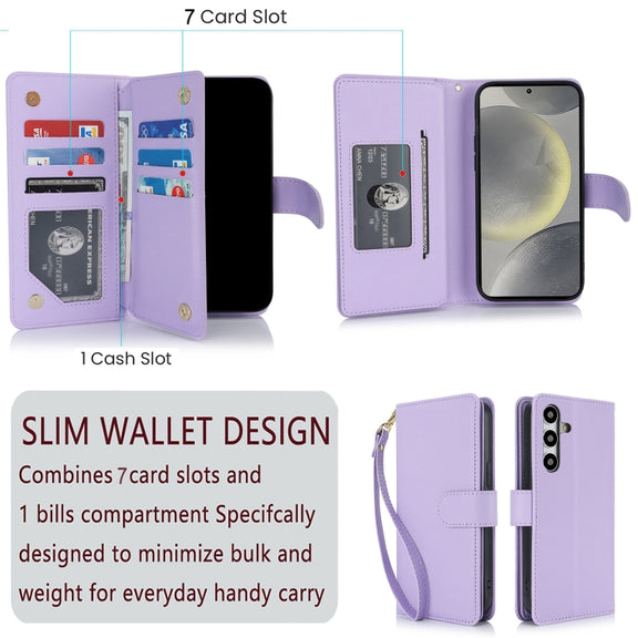 For Samsung Galaxy S24 / S25 5G Multi-Card Wallet RFID Leather Phone Case(Light Purple)