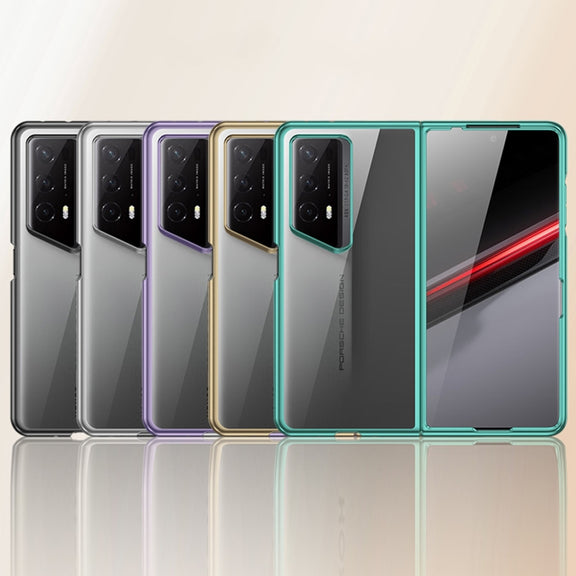 For Honor Magic V2 RSR Porsche Design Transparent Electroplating All-inclusive Folding Phone Case(Green)