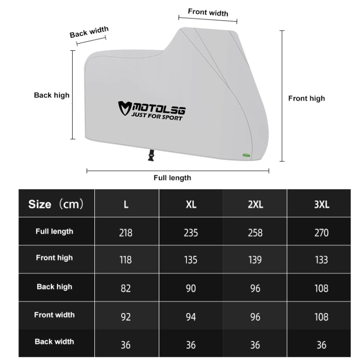 MOTOLSG Motorcycle Water-resistant Sunproof Dustproof Thickening Cover, Size:XL(Silver)