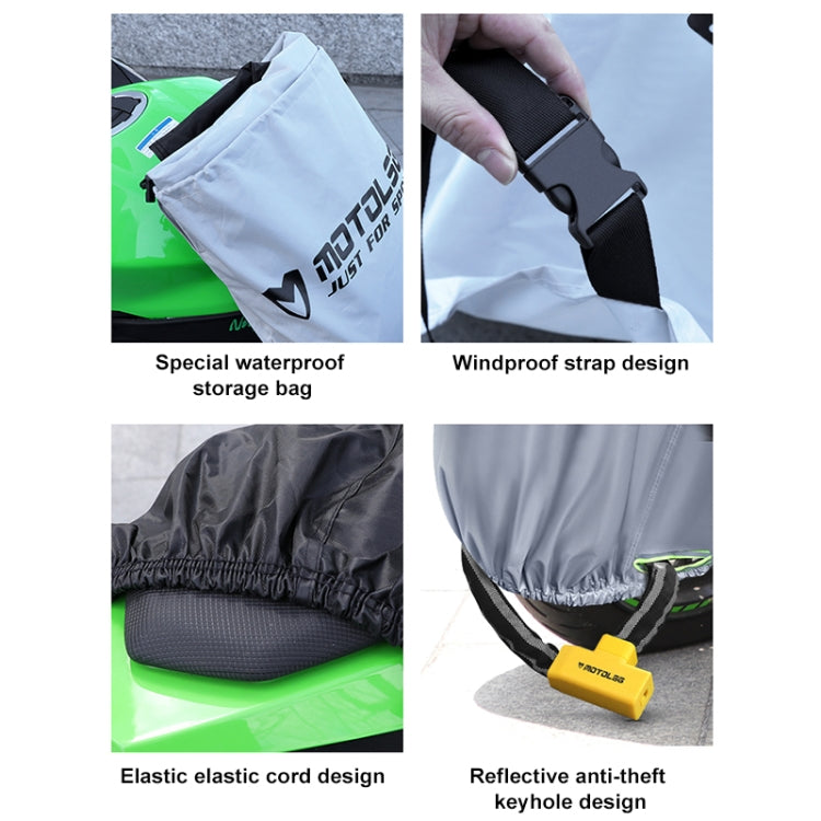 MOTOLSG Motorcycle Water-resistant Sunproof Dustproof Thickening Cover, Size:L(Silver Black)