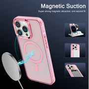 For iPhone 15 Pro Max Electroplated IMD Magsafe PC Hybrid TPU Phone Case(Pink)
