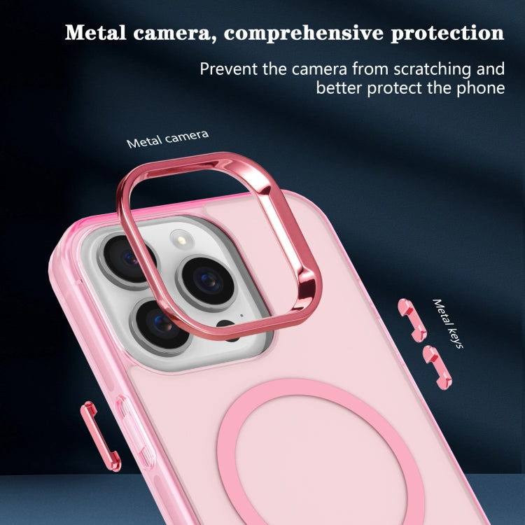 For iPhone 15 Pro Max Electroplated IMD Magsafe PC Hybrid TPU Phone Case(Pink)