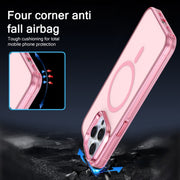 For iPhone 15 Pro Electroplated IMD Magsafe PC Hybrid TPU Phone Case(Pink)
