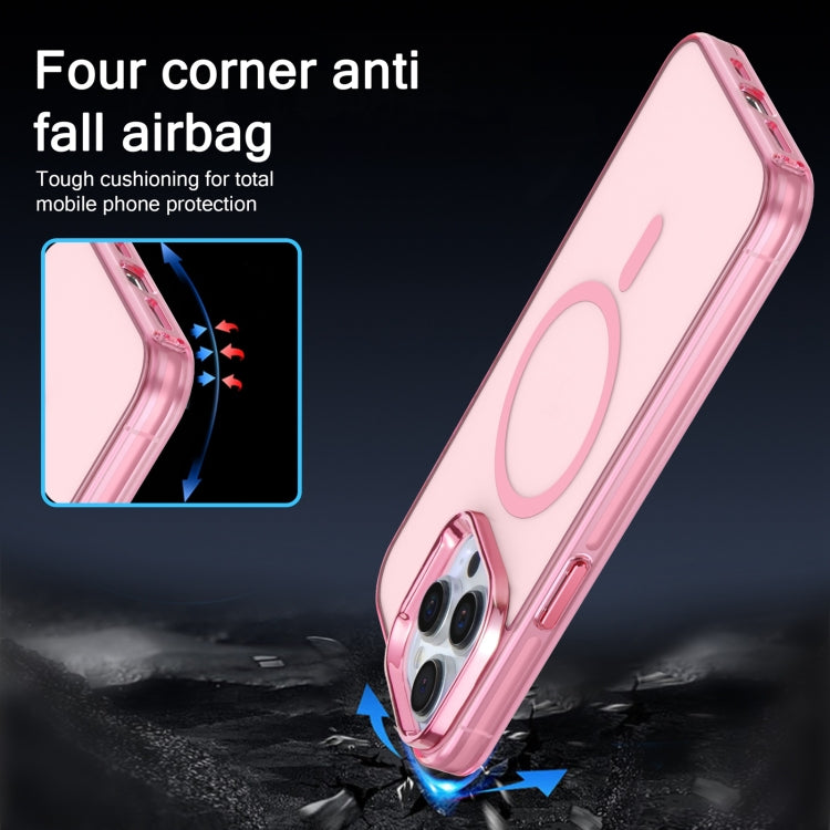 For iPhone 15 Pro Electroplated IMD Magsafe PC Hybrid TPU Phone Case(Pink)