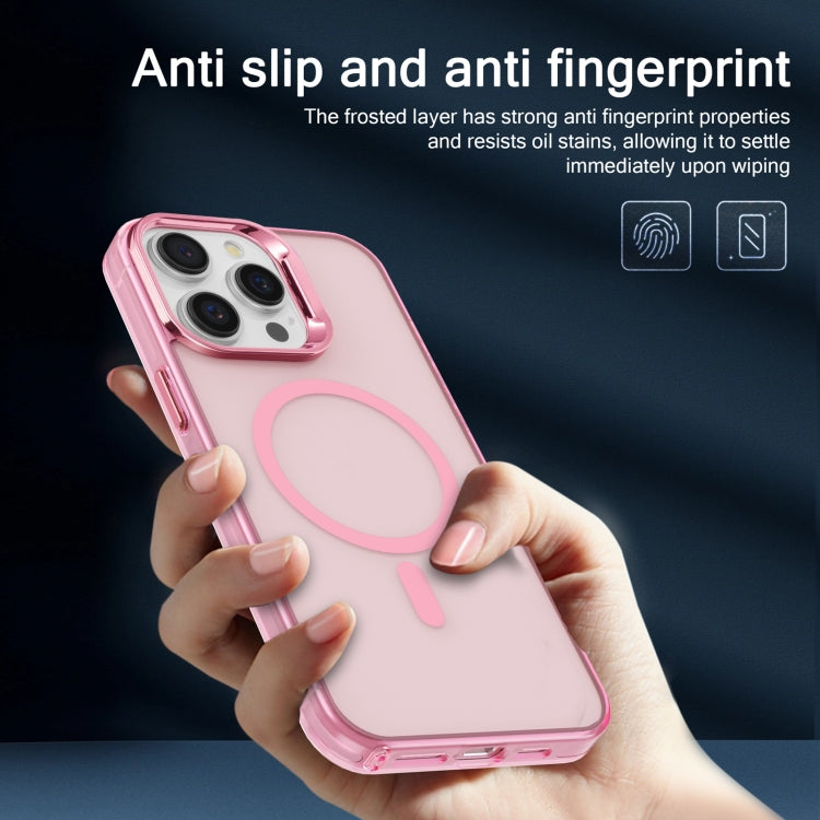 For iPhone 15 Pro Electroplated IMD Magsafe PC Hybrid TPU Phone Case(Pink)