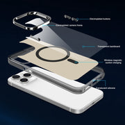 For iPhone 15 Electroplated IMD Magsafe PC Hybrid TPU Phone Case(Black)