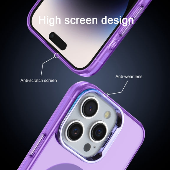 For iPhone 14 Electroplated IMD Magsafe PC Hybrid TPU Phone Case(Purple)