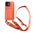 For iPhone 11 Card Slot Liquid Silicone Phone Case with Lanyard(Orange) - iPhone 11 Cases by PMC TechLife | Online Shopping South Africa | PMC TechLife | Buy Now Pay Later Mobicred