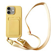For iPhone 16 Plus Card Slot Liquid Silicone Phone Case with Lanyard(Yellow) - iPhone 16 Plus Cases by PMC TechLife | Online Shopping South Africa | PMC TechLife | Buy Now Pay Later Mobicred