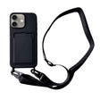 For iPhone 16 Card Slot Liquid Silicone Phone Case with Lanyard(Black) - free shipping - PMC TechLife - Order now!