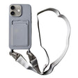 For iPhone 16 Card Slot Liquid Silicone Phone Case with Lanyard(Grey) - iPhone 16 Cases by PMC TechLife | Online Shopping South Africa | PMC TechLife | Buy Now Pay Later Mobicred