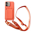 For iPhone 16 Card Slot Liquid Silicone Phone Case with Lanyard(Orange) - iPhone 16 Cases by PMC TechLife | Online Shopping South Africa | PMC TechLife | Buy Now Pay Later Mobicred