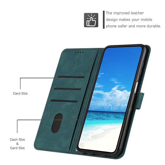 For Realme 12 5G Skin Feel Heart Embossed Leather Phone Case with Long Lanyard(Green)