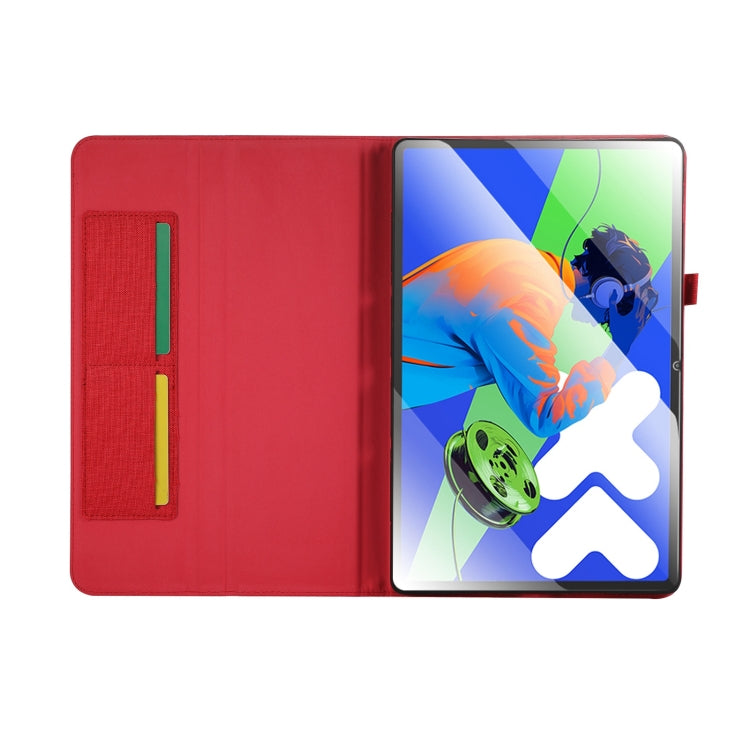 For Lenovo Tab P12 12.7 2025 Fabric Leather Tablet Case(Red)