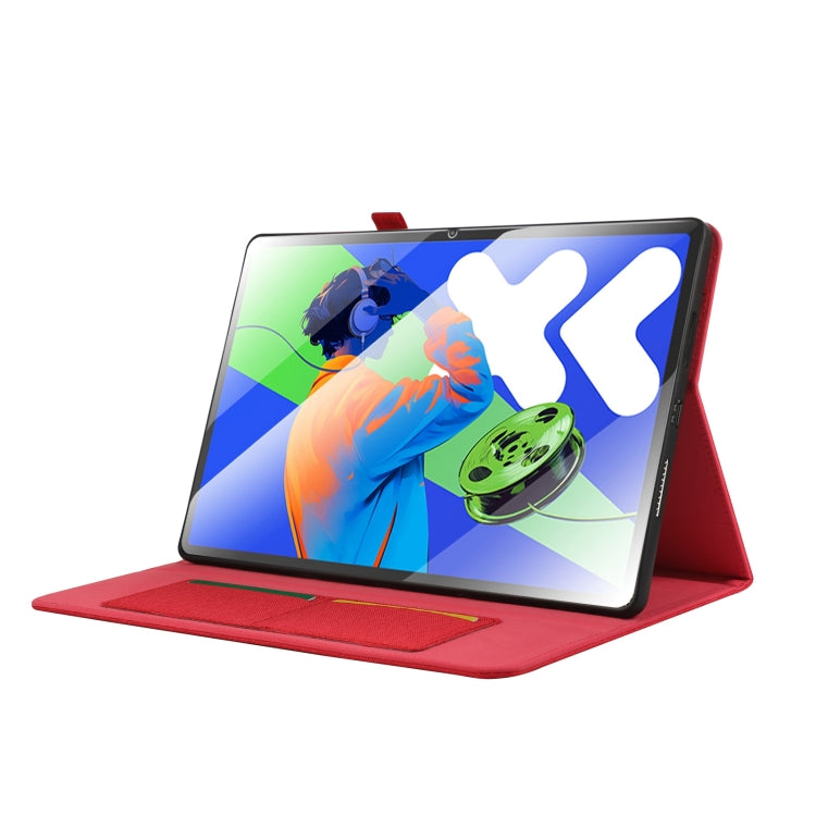 For Lenovo Tab P12 12.7 2025 Fabric Leather Tablet Case(Red)