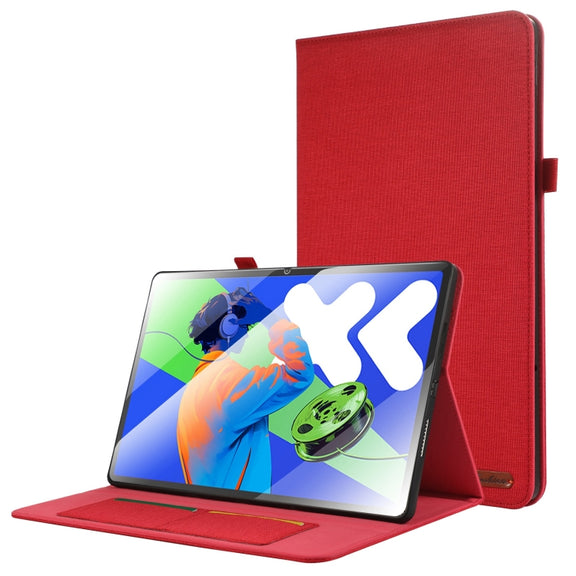 For Lenovo Tab P12 12.7 2025 Fabric Leather Tablet Case(Red)