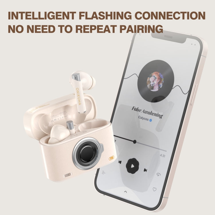 ONIKUMA T18 Bluetooth 5.3 Wireless Earphone(Beige)