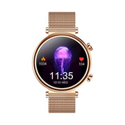 T86 Woman Health 1.27 inch Smart Watch, BT Call / Physiological Cycle / Heart Rate / Blood Pressure / Blood Glucose / SOS(Rose Gold Steel Band)