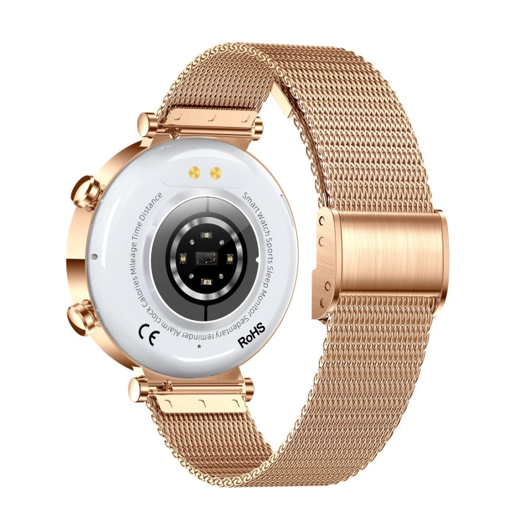 T86 Woman Health 1.27 inch Smart Watch, BT Call / Physiological Cycle / Heart Rate / Blood Pressure / Blood Glucose / SOS(Rose Gold Steel Band)