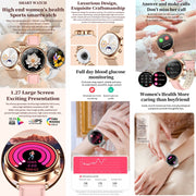 T86 Woman Health 1.27 inch Smart Watch, BT Call / Physiological Cycle / Heart Rate / Blood Pressure / Blood Glucose / SOS(Rose Gold Steel Band)