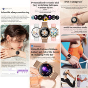 T86 Woman Health 1.27 inch Smart Watch, BT Call / Physiological Cycle / Heart Rate / Blood Pressure / Blood Glucose / SOS(Rose Gold Steel Band)