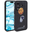 For iPhone 16 Astronaut Pattern Silicone Straight Edge Phone Case(Planet Landing-Black) - iPhone 16 Cases by PMC TechLife | Online Shopping South Africa | PMC TechLife | Buy Now Pay Later Mobicred