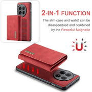 For OnePlus 12 DG.MING M1 Series 3-Fold Multi Card Wallet + Magnetic Phone Case(Red)