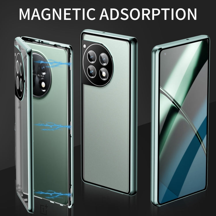 For OnePlus 12 Magnetic HD Tempered Glass Phone Case(Green)