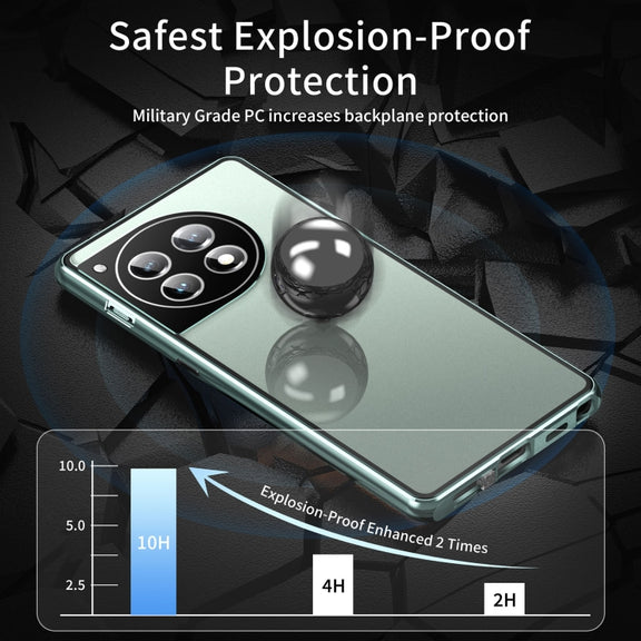 For OnePlus 12 Magnetic HD Tempered Glass Phone Case(Green)