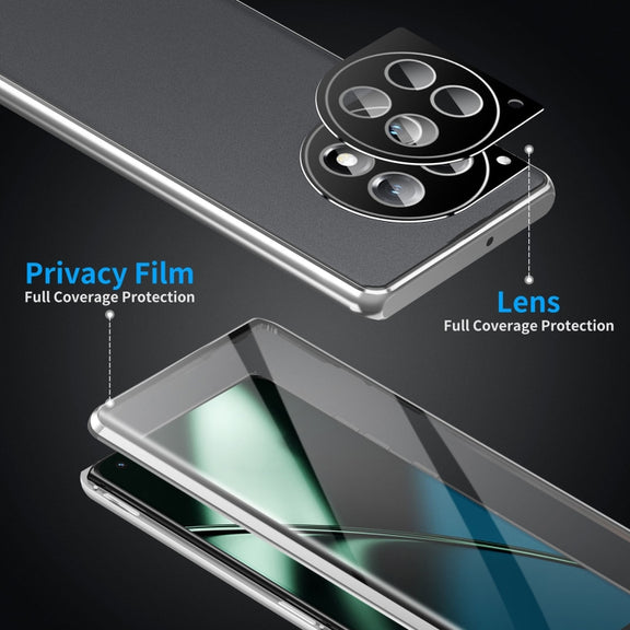 For OnePlus 12 Magnetic HD Tempered Glass Phone Case(Silver)
