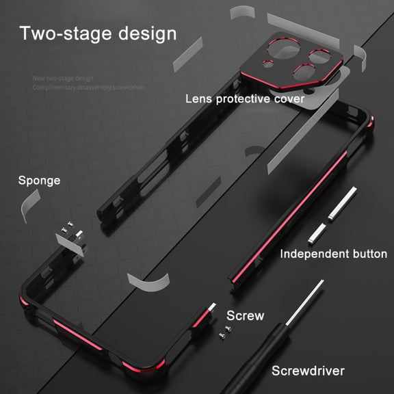 For ASUS ROG Phone 8 Lens Protector + Metal Frame Phone Case(Black Red)