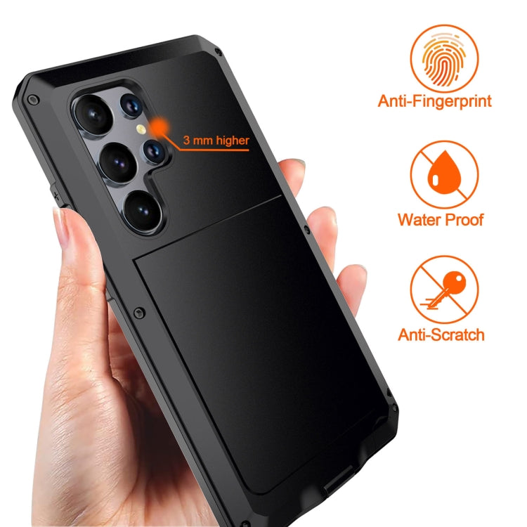 For Samsung Galaxy S24 Ultra 5G Shockproof Life Water-resistant Silicone + Zinc Alloy Phone Case(Black)