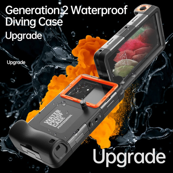 Diving Shell Gen2 Upgrade IP68 Water-resistant Phone Case(Black Orange)