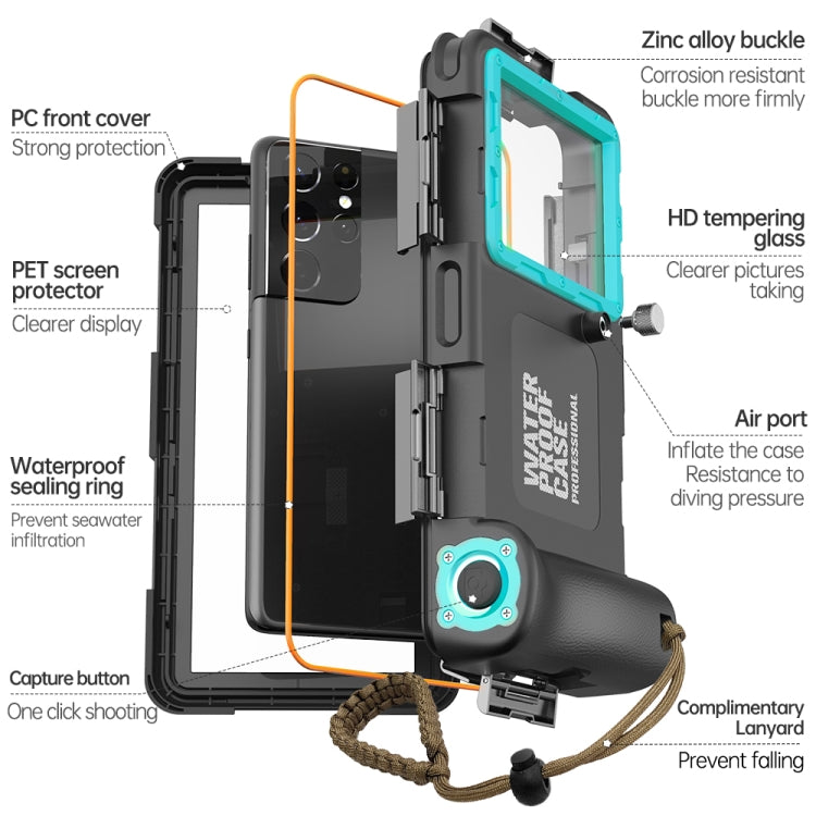 Diving Shell Gen2 Upgrade IP68 Water-resistant Phone Case(Black Blue)