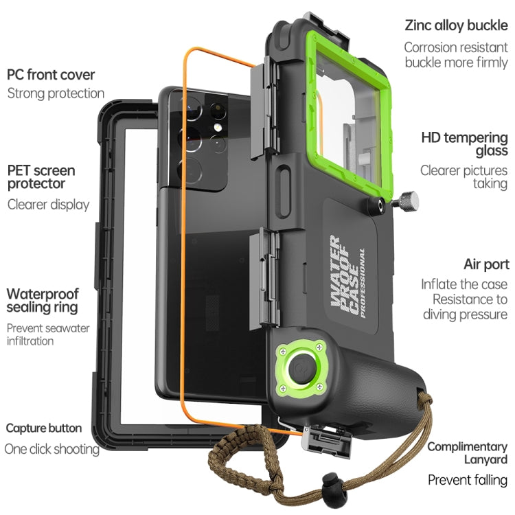 Diving Shell Gen2 Upgrade IP68 Water-resistant Phone Case(Black Green)