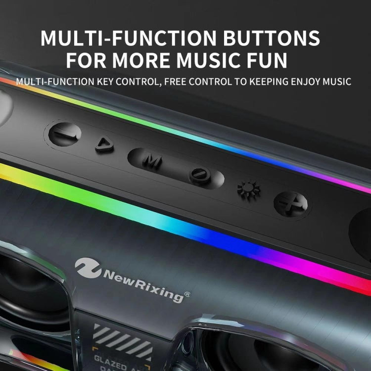 New Rixing NR8806 Portable Outdoor Wireless Bluetooth Speaker RGB Colorful Subwoofer, Style:Single Mic(Blue)