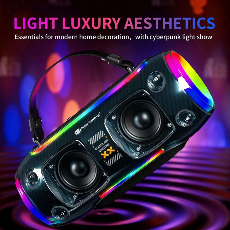 New Rixing NR8806 Portable Outdoor Wireless Bluetooth Speaker RGB Colorful Subwoofer, Style:Without Mic(Blue)